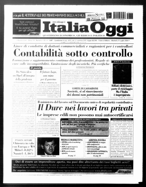 Italia oggi : quotidiano di economia finanza e politica